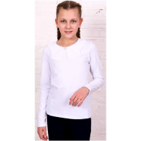 Джемпер для девочки трикотажный (Ликру) длинный рукав цвет белый арт.0220 Аврора размерный ряд 32/128-40/158