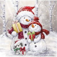 Салфетки бумажные 33*33см 3 слоя 20шт/уп. Bouquet "Добрые снеговики" арт.25435
