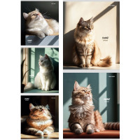 Тетрадь А5 клетка 48 листов скоба (Prof-Press) Котики на солнце мелованная обложка ассорти арт.48-4336