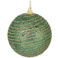 Шар пластик 08см "Шар с декором" зеленый с золотом арт.374-388