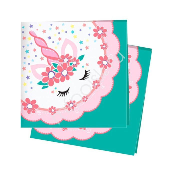 Салфетки 24*24см 12шт/наб. Единорог арт.6058418