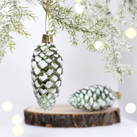 Фигурка на ёлку пластик 09см "Шишки.Таинственное очарование" 02шт/наб. цв.изумруд арт.916-882