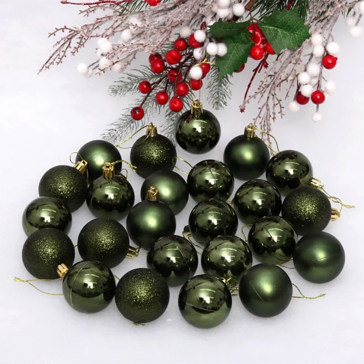 Набор шаров 05см 24шт/наб. "Микс фактур" цв.изумруд арт.652-360