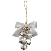 Украшение декор.подвеска металл. "Бубенчики с декором" 19*8см, гроздь цв.серебро арт.91036