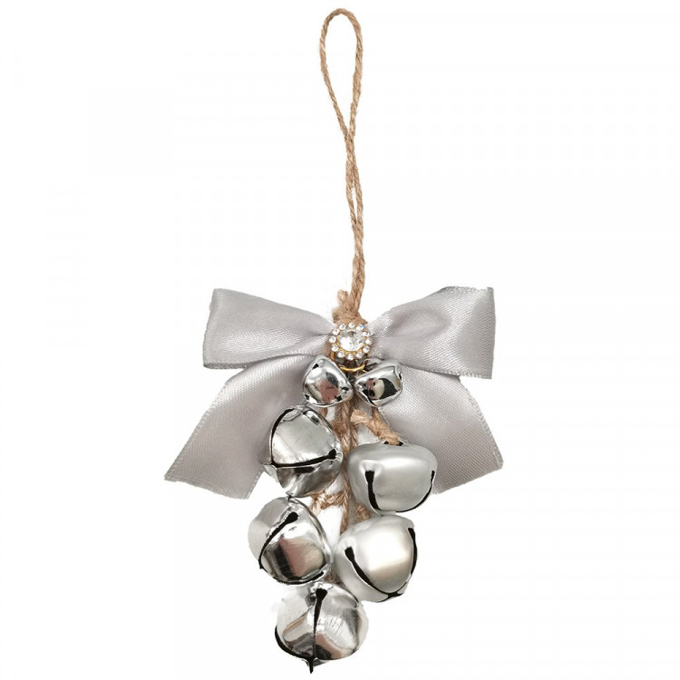Украшение декор.подвеска металл. "Бубенчики с декором" 19*8см, гроздь цв.серебро арт.91036 Украшение декор.подвеска металл. "Бубенчики с декором" 19*8см, гроздь цв.серебро арт.91036