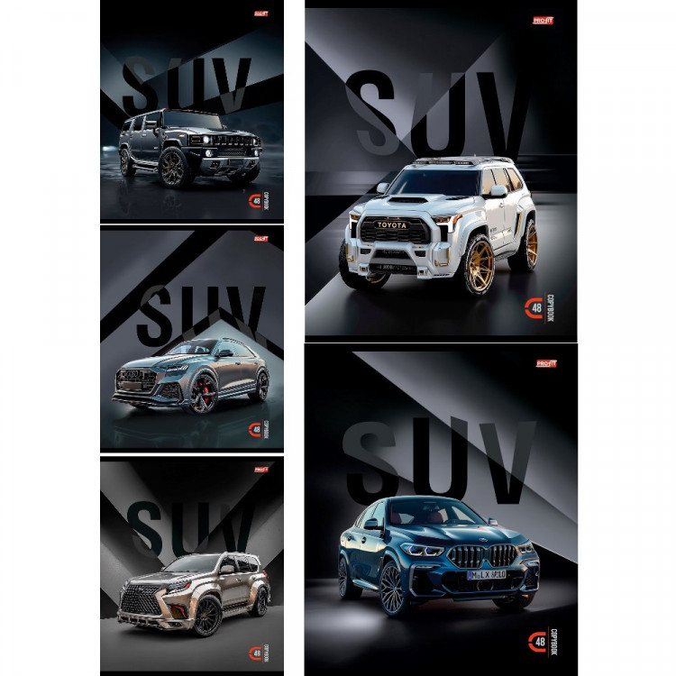 Тетрадь А5 клетка 48 листов скоба (Profit) Блестящие авто мелованная обложка ассорти арт.Т48-9138