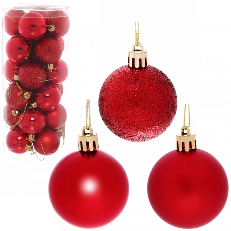 Набор шаров 05см 24шт/наб. "Микс фактур" цв.красный арт.201-0635