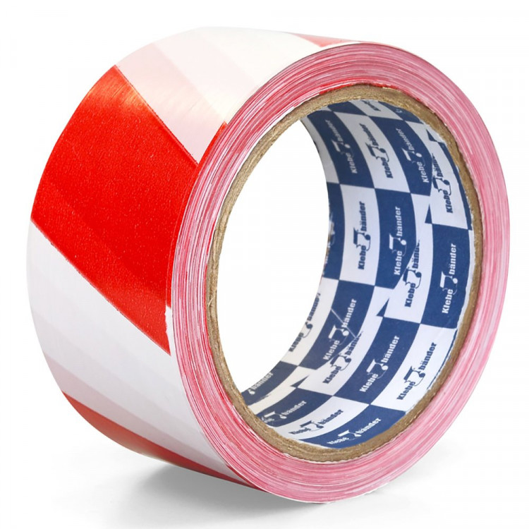 Лента сигнальная 50 мм*200м красно-белая ТМ Klebebander (Ст.8)