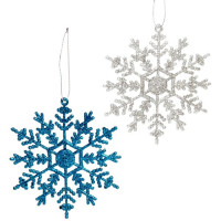 Украшение декоративное "Зимние снежинки" 02шт/набор 9,5см синий/серебро арт.916-687