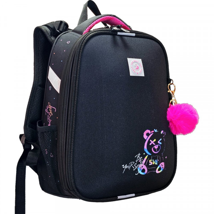 Ранец для девочек школьный (Stavia) Неоновый медведь черный 30х38х16 см арт.82257Б Ранец для девочек школьный (Stavia) Неоновый медведь черный 30х38х16 см арт.82257Б