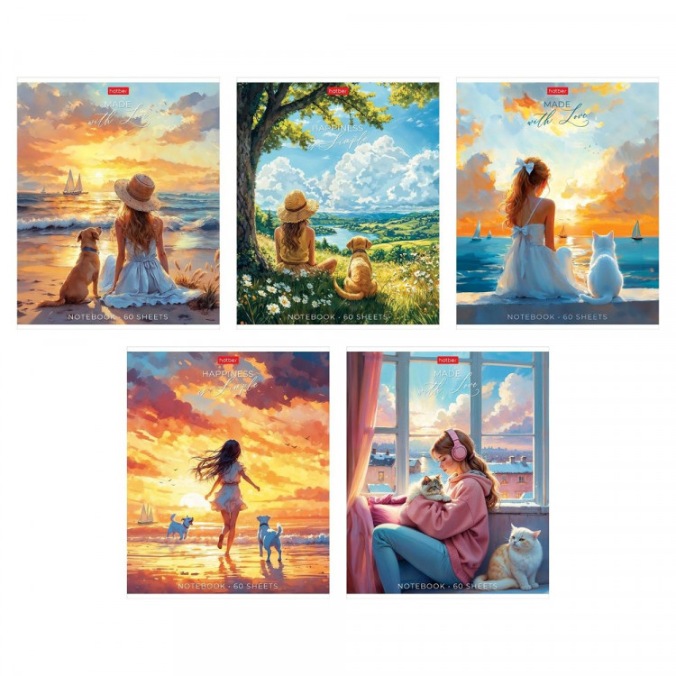 Тетрадь А5 линия 60 листов скоба (Hatber) В хорошей компании ламинация Soft-touch ассорти арт.60Т5лВ2 Тетрадь А5 линия 60 листов скоба (Hatber) В хорошей компании ламинация Soft-touch ассорти арт.60Т5лВ2