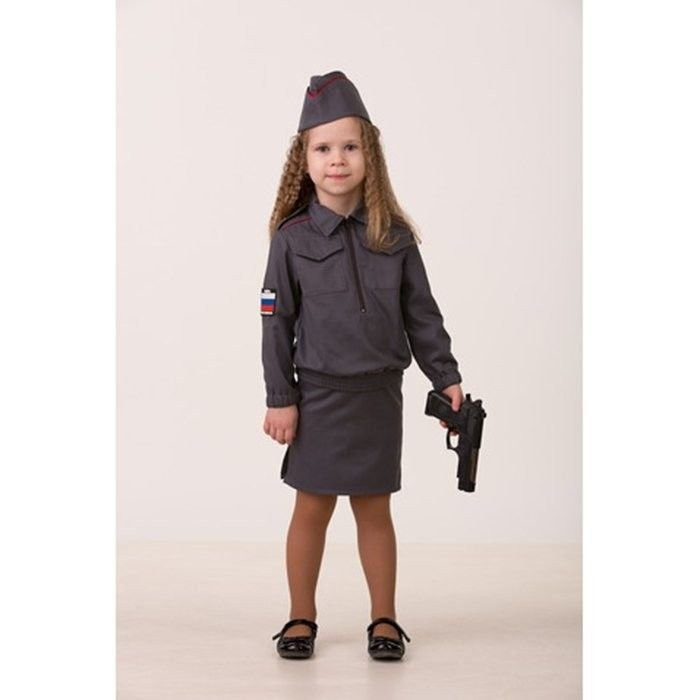 Костюм для девочки Полицейская (куртка,юбка,пилотка) р.30/116-38/146 ткань арт.5709