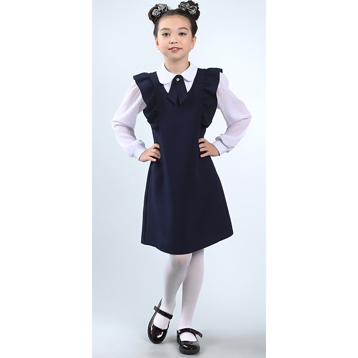 Сарафан для девочки (S&S)  арт.С-03 размер 30/128-38/146 цвет темно-синий