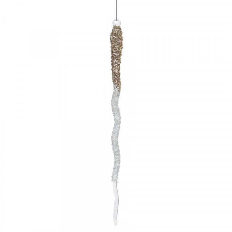 Украшение декор.подвесное стекло "Сосулька" 29,5см прозрачная с блёстками арт.805812