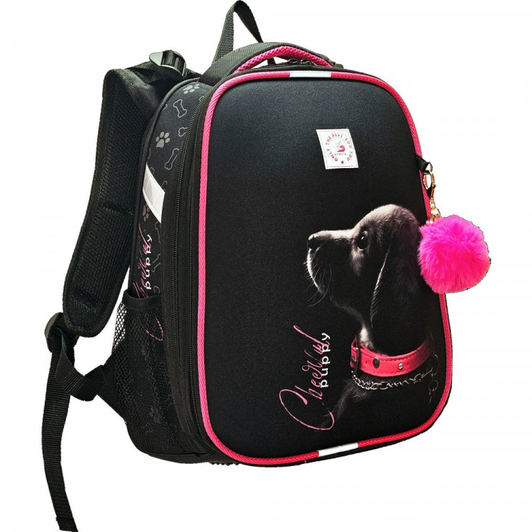 Ранец для девочек школьный (Stavia) Собачка мультиколор розовый 30х38х16 см арт.82259Б