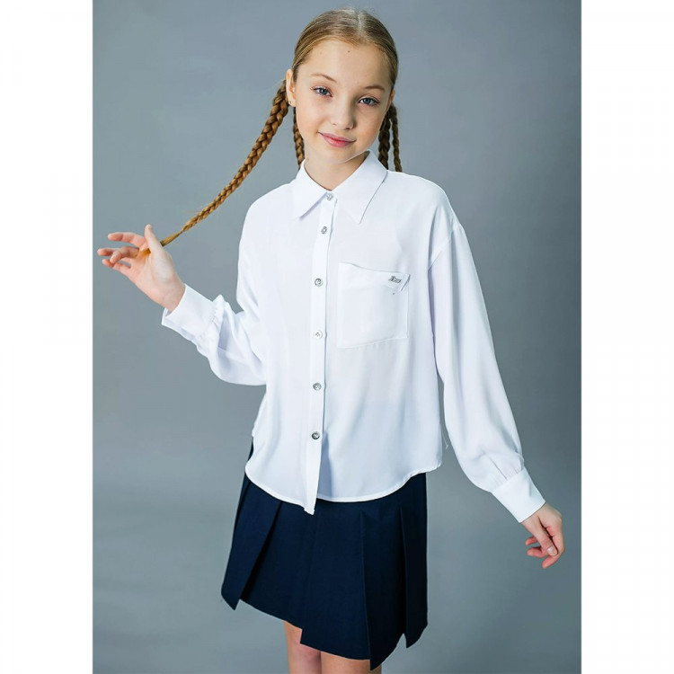 Блузка для девочки (Делорас) длинный рукав цвет белый арт.C64151N