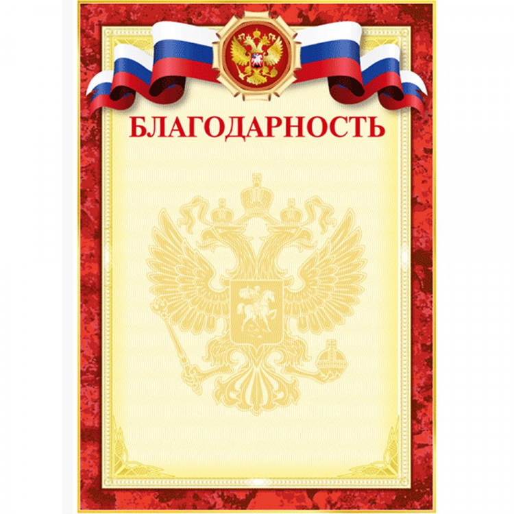Бланк Благодарность А4 deVente мелованный картон 190 г/м² арт.2140302 (Ст.20/300)