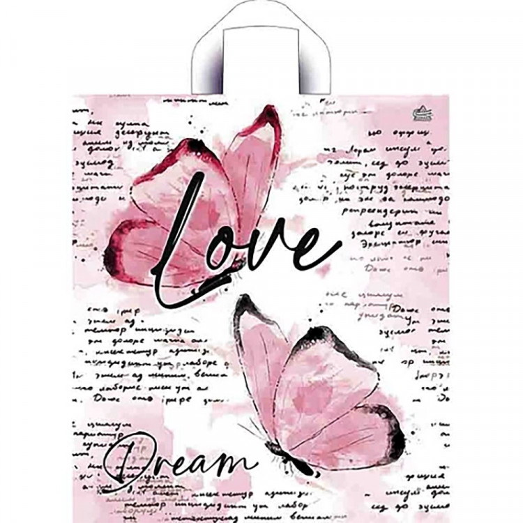 Пакет ПВД с ручкой петля "Лав дрим" 38*42+6см 37мкм арт.ПТЛ58805