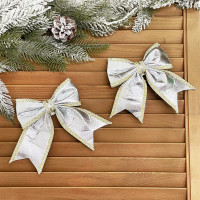 Украшение декоративное "Бант" 14*16*6см 02шт/наб. "Нежность" цв.серебро арт.916-1953