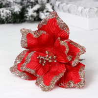 Украшение декор. "Цветок. Пуансеттия Волшебный день" 23см цв.красный арт.259-681