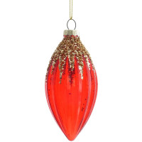 Украшение на ёлку стекло (форма Капля) 12см цв.красный прозрачн. без уп. арт.813330