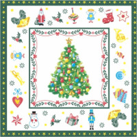 Салфетки бумажные 33*33см 3 слоя 20шт/уп. Bouquet "Новогодняя сказка на белом" арт.57106