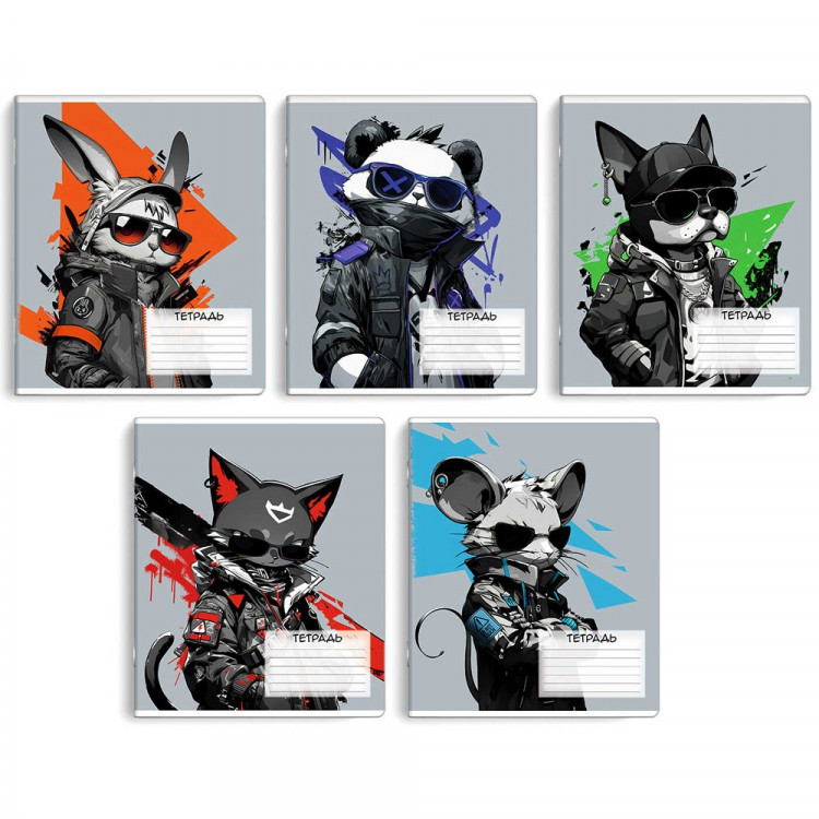 Тетрадь 12 листов линия (Феникс) Крутые зверята ассорти арт.68538