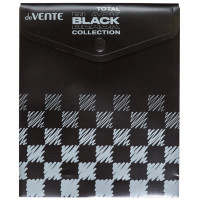 Папка-конверт на кнопке deVENTE TOTAL BLACK A6 (140*170мм) 180 мкм, непрозрачная черная с дизайном , индивидуальная маркировка