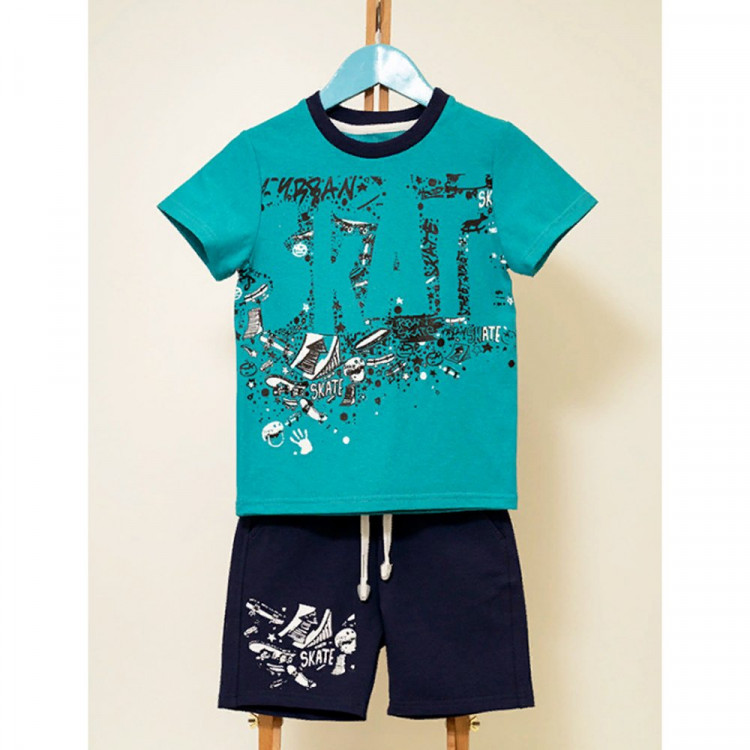 Футболка для мальчика (Белый слон) артикул 2120-10 размерный ряд 30/110-32/128 цвет изумруд