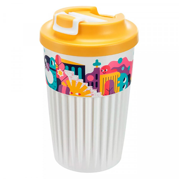 Стакан 450мл "Городские фантазии" с клапаном, белый арт.433277316