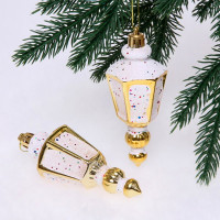 Фигурка на ёлку пластик 11см "Фонарик" 02шт/наб. цв.золото арт.916-0375