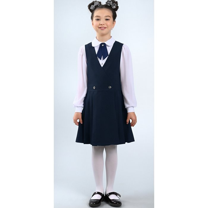 Сарафан для девочки (S&S)  арт.С-06 размер 30/128-38/146 цвет темно-синий