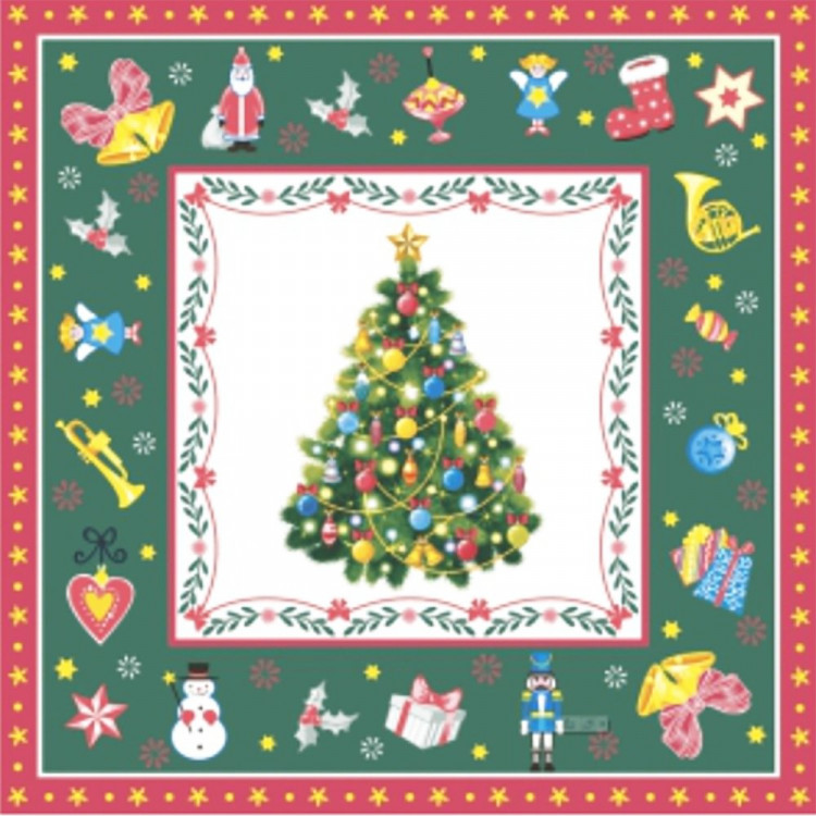 Салфетки бумажные 33*33см 3 слоя 20шт/уп. Bouquet "Новогодняя сказка на зеленом" арт.57107