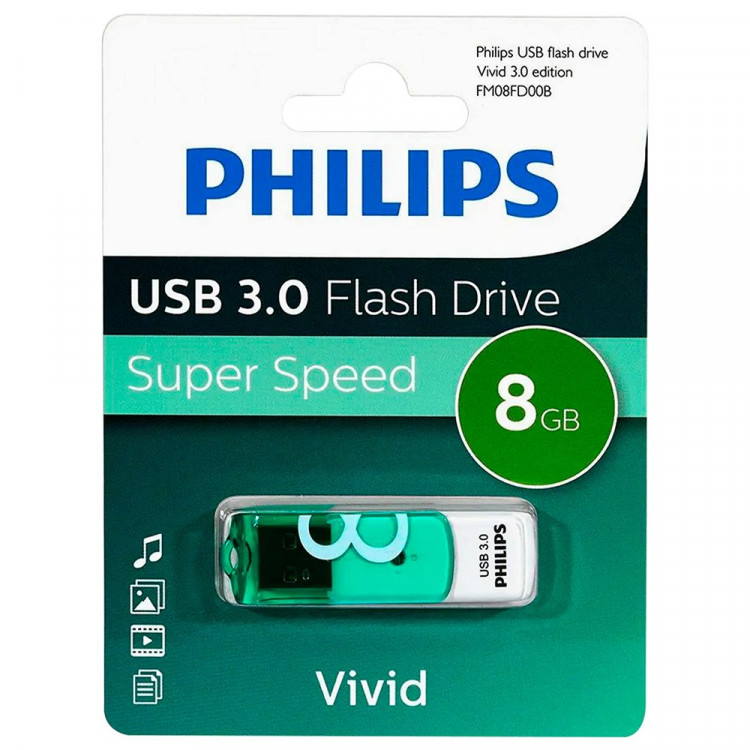 Флеш диск 8GB PHILIPS VIVID3.0, USB 3.0