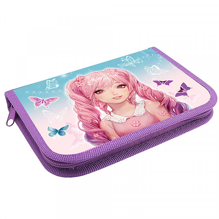 Пенал 1 отделение Оникс ПКТ 04-20 Девочка и бабочки 190х130мм полиэстер