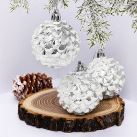 Фигурка на ёлку пластик 06см "Шишки нарядные" 03шт/наб. цв.серебо/белый арт.916-704