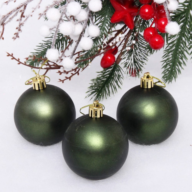 Набор шаров 06см 03шт/наб. "Матовый" цв.изумруд арт.201-1702