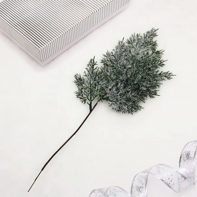Украшение декоративное "Ветка. Хвоя" 48см голубой иней арт.259-711