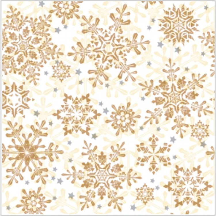 Салфетки бумажные 33*33см 3 слоя 20шт/уп. Bouquet "Золотые снежинки на бежевом" арт.57516