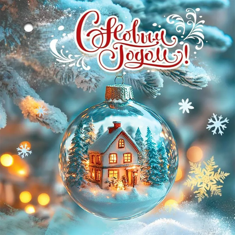 Бирка-открытка д/подарков А8 "Домик в шаре" арт.50001750