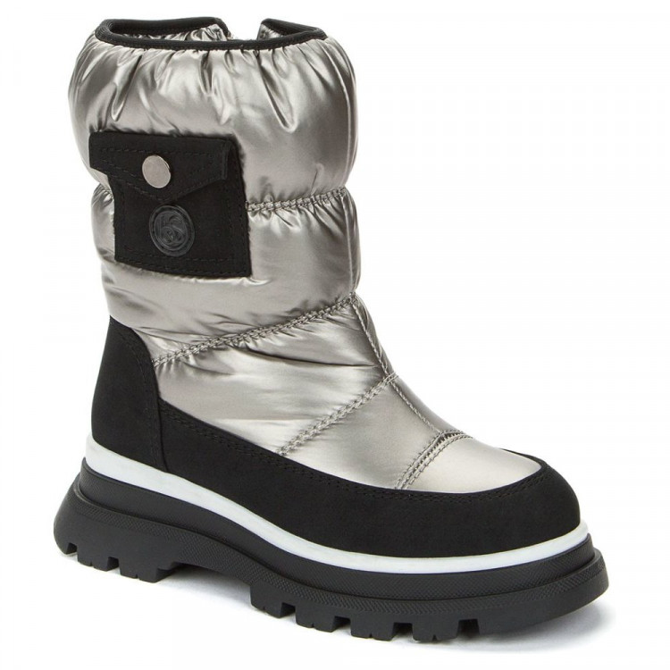 Дутики для девочек зимние (BETSY) серый верх- искусственный нубук/текстиль подкладка- натуральная шерсть артикул 938456/07-02