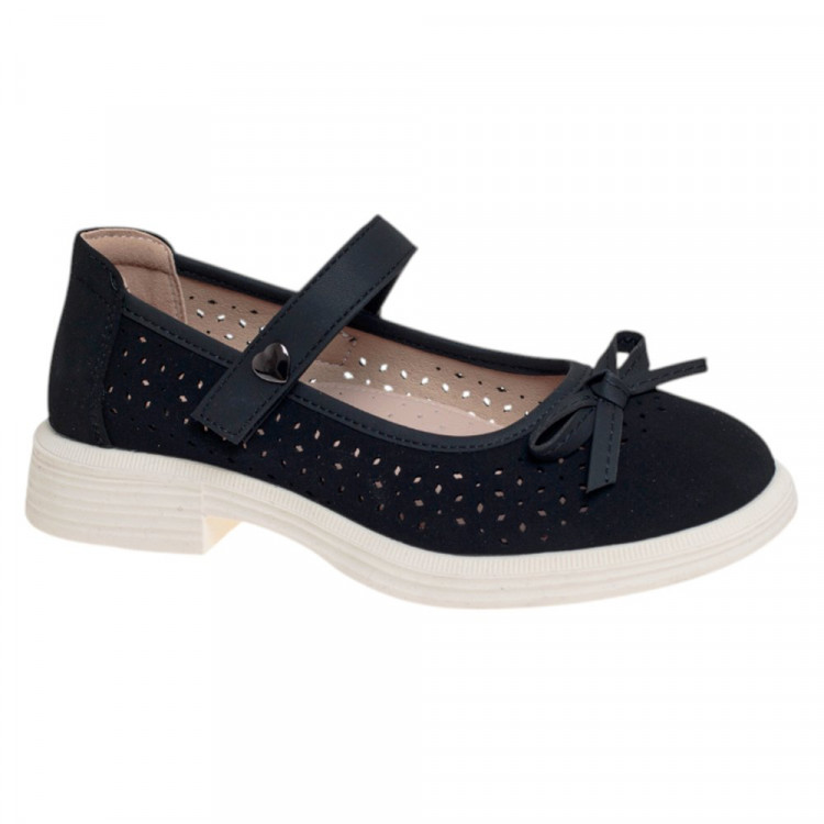 Туфли для девочки (Сказка) черный верх-искусственный нубук подкладка-натуральная кожа размерный ряд 32-37 арт.R818294765NBK