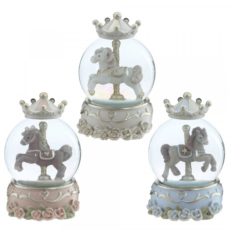 Статуэтка декоративная в стеклянном шаре "Карусель. Лошадка" 08см с движением арт.821043