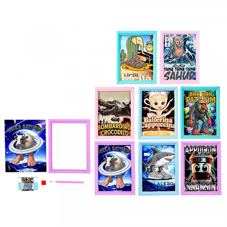 Алмазная мозаика 13,5х18см (Mazari) Итальянский мем ассорти без подрамника частичное заполнение арт M-20667 Алмазная мозаика 13,5х18см (Mazari) Итальянский мем ассорти без подрамника частичное заполнение арт M-20667