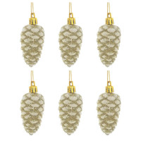 Фигурка на ёлку пластик 03см "Шишка" 06шт/наб. цв.золото арт.754287