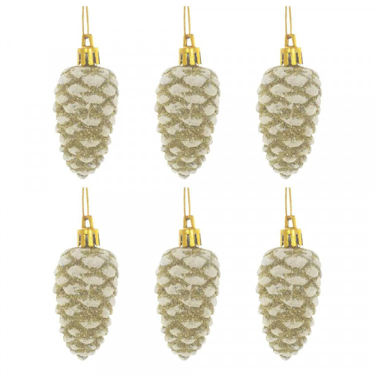 Фигурка на ёлку пластик 03см "Шишка" 06шт/наб. цв.золото арт.754287