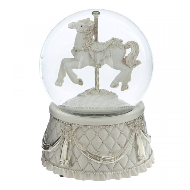 Статуэтка декоративная в стеклянном шаре "Карусель. Лошадка" 14см с движением арт.821040