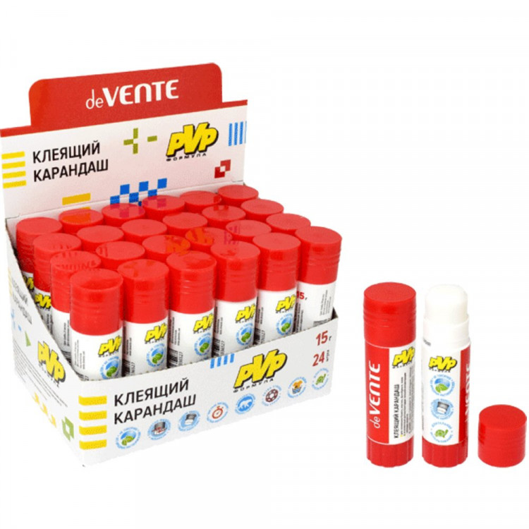 Клей-карандаш 15г deVENTE (быстросохнущий) PVP основа арт.4042036 (Ст.24/648)