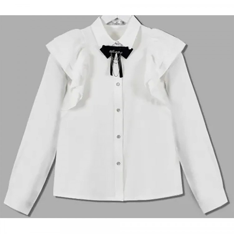 Блузка для девочки (Делорас) длинный рукав цвет молочный +галстук 1338 арт.63994C размерный ряд 30/122-40/152 Блузка для девочки (Делорас) длинный рукав цвет молочный +галстук 1338 арт.63994C размерный ряд 30/122-40/152