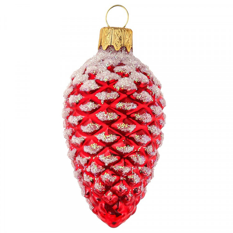Украшение декоративное стекло 09см "Шишка в снегу" красная п/у арт.ФУ-2-90/11 кр.гл. Украшение декоративное стекло 09см "Шишка в снегу" красная п/у арт.ФУ-2-90/11 кр.гл.
